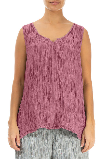 Sweetheart Neck Crinkled Mauve Taupe Silk Top 1