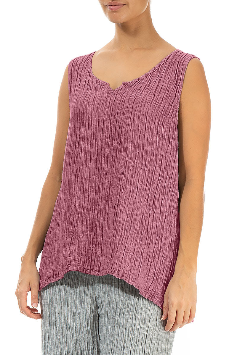 Sweetheart Neck Crinkled Mauve Taupe Silk Top 3