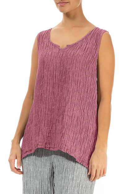 Sweetheart Neck Crinkled Mauve Taupe Silk Top 3