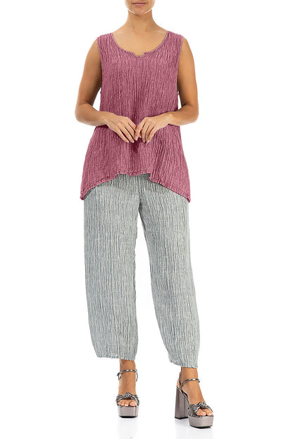 Sweetheart Neck Crinkled Mauve Taupe Silk Top 4