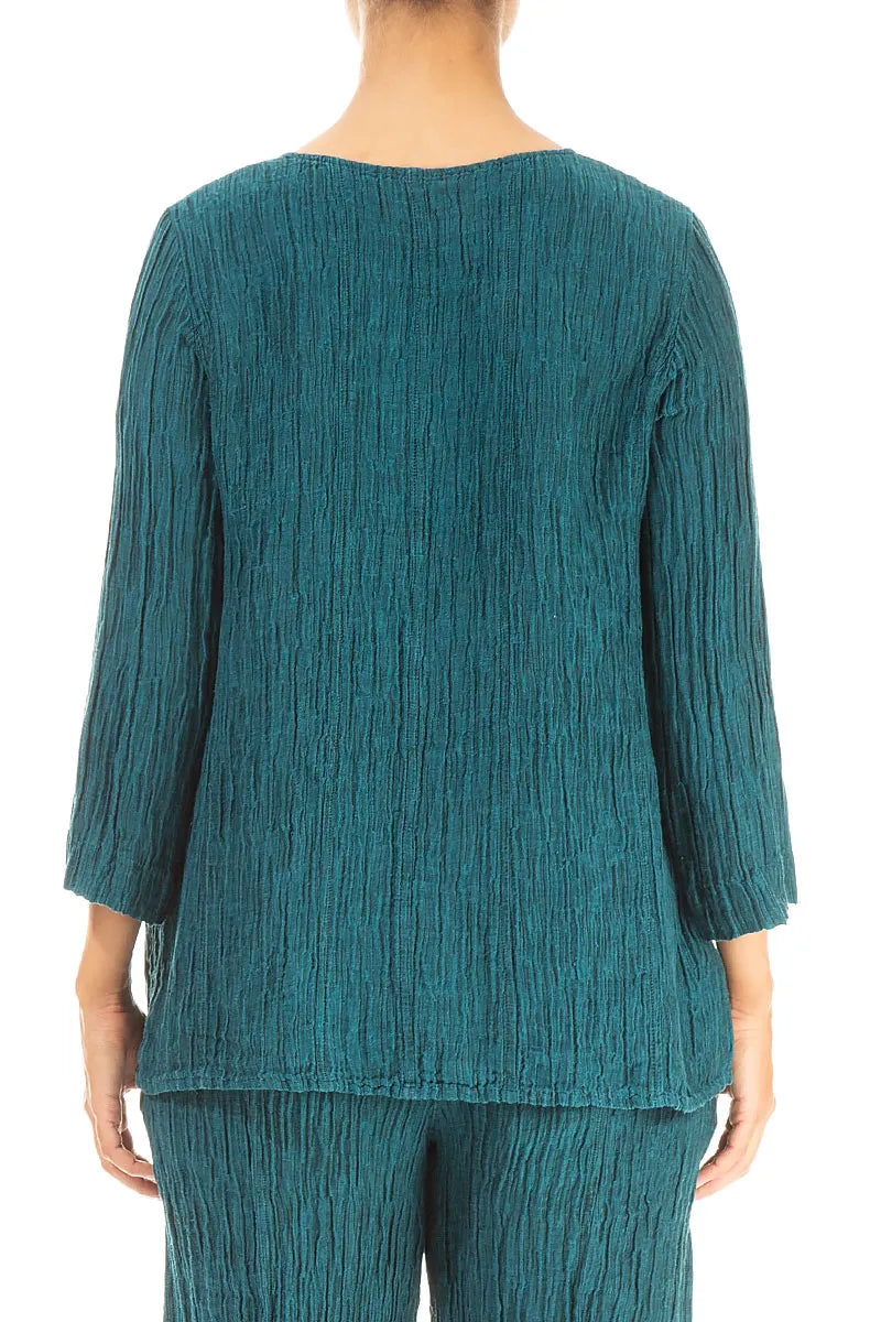 Bluse aus geknitterter Pfauenseide mit Herzausschnitt