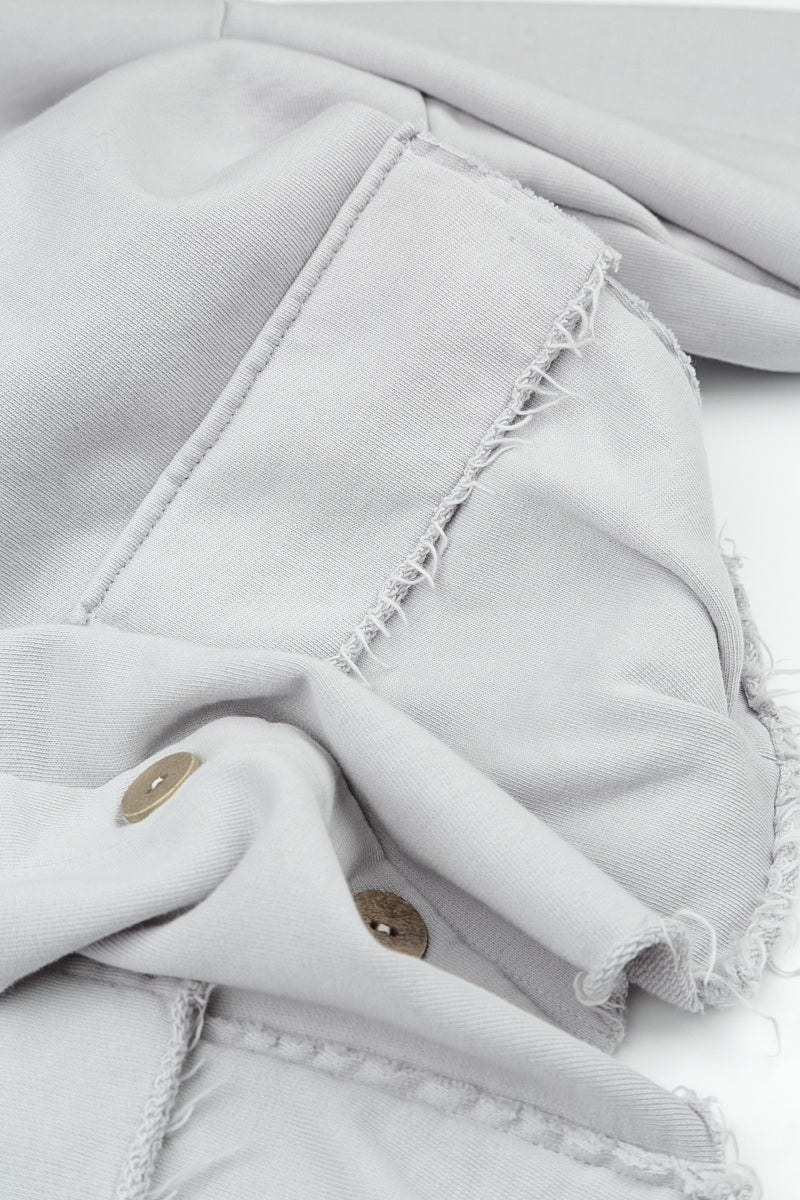 Boxy Pearl Grey French Terry Cotton Jacket 5