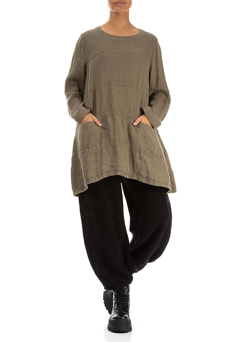 Taper Black Mélange Linen Trousers 4