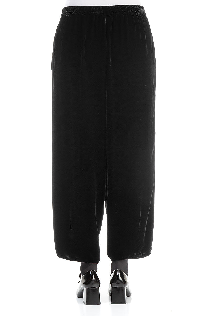 Taper Black Silk Velvet Trousers 2