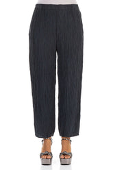 Taper Crinkled Graphite Silk Trousers 1