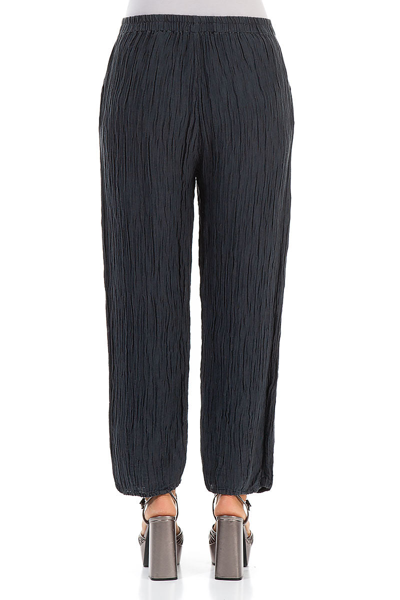 Taper Crinkled Graphite Silk Trousers 2