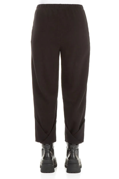 Taper Cropped Black Cotton Jersey Trousers 2