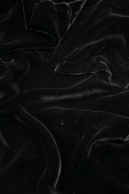 Taper Cropped Black Silk Velvet Trousers 4