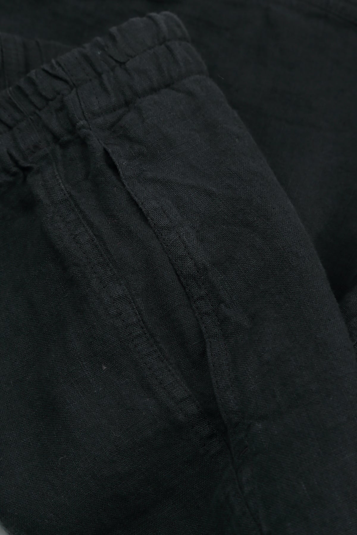 Taper Cropped Wide Black Linen Trousers