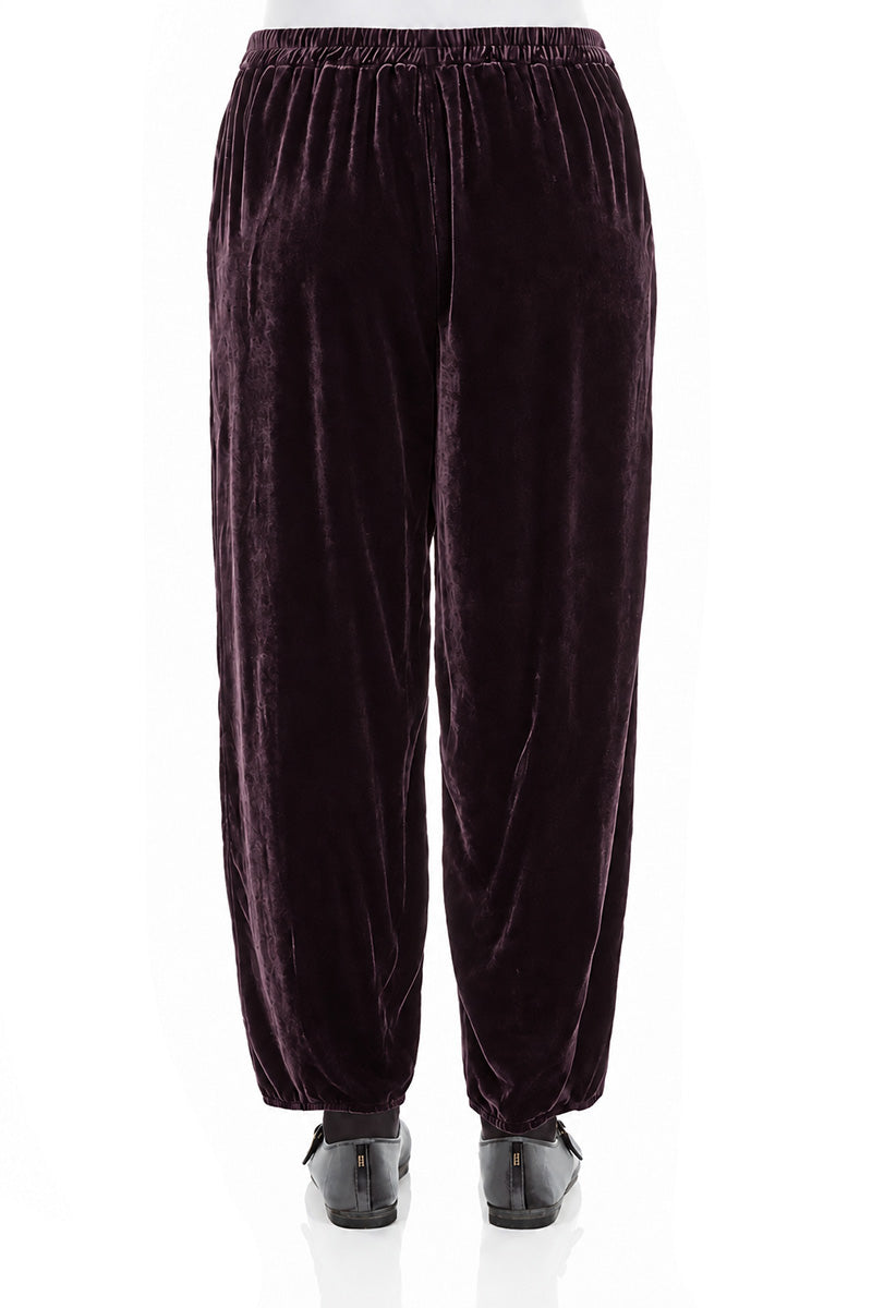 Taper Deep Plum Silk Velvet Trousers 2