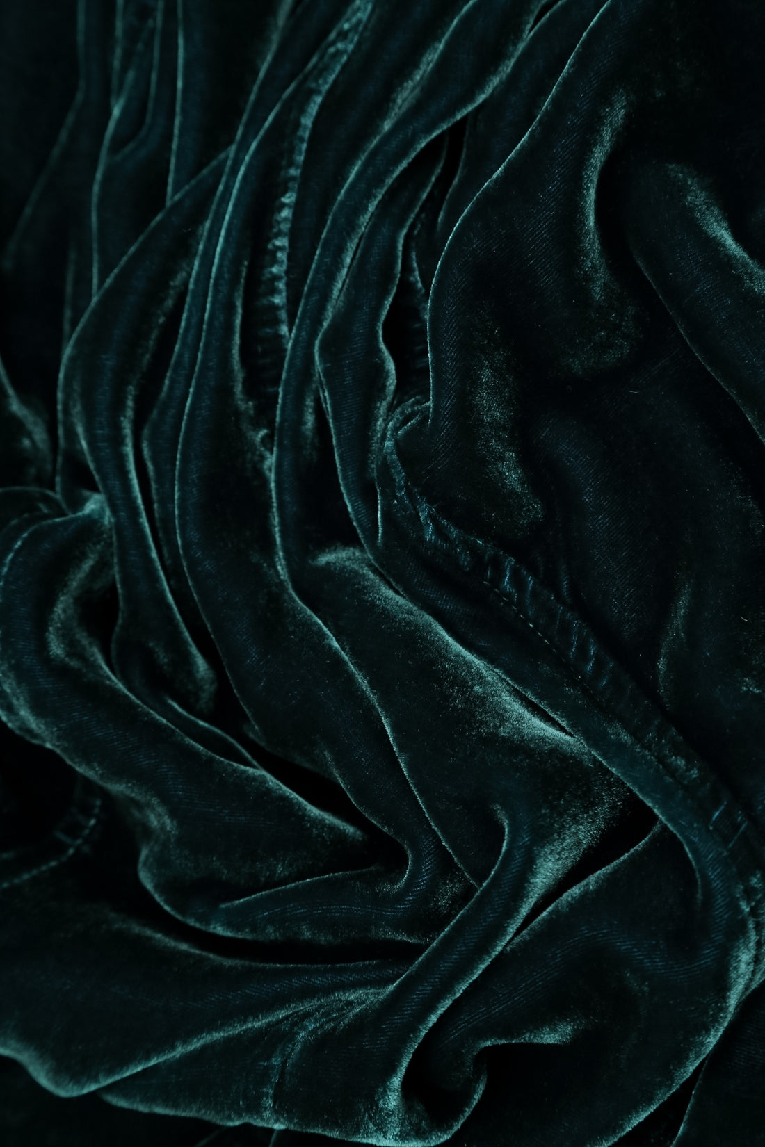 Taper Deep Turquoise Silk Velvet Trousers 4