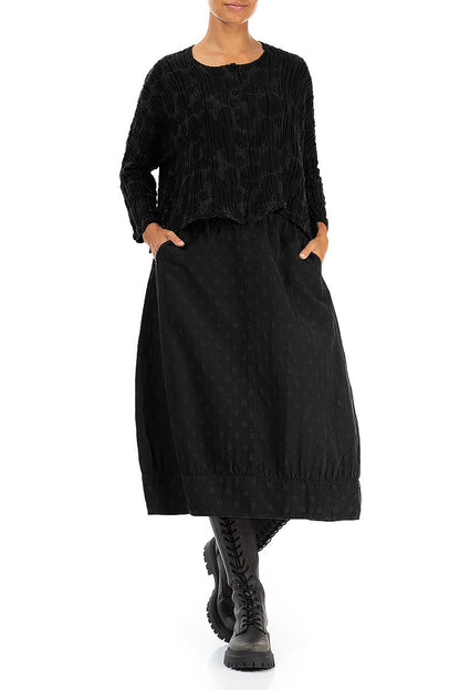 Taper Dotty Black Silk Skirt 4