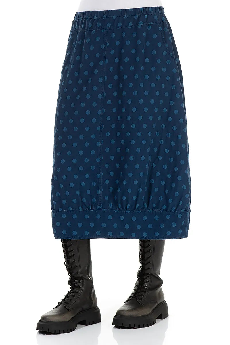 Taper Dotty Royal Blue Silk Skirt 3