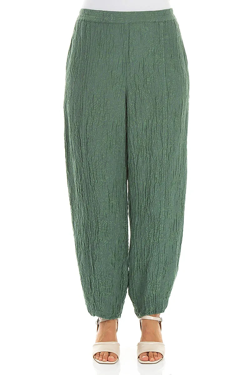 Taper Floral Sage Silk Trousers 1