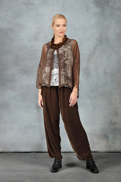 Taper Golden Sage Silk Velvet Trousers 7