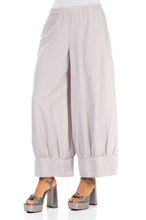 Taper Greige Silk Cotton Trousers 3