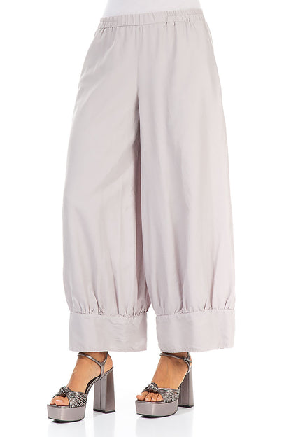 Taper Greige Silk Cotton Trousers 3