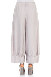 Taper Greige Silk Cotton Trousers 2