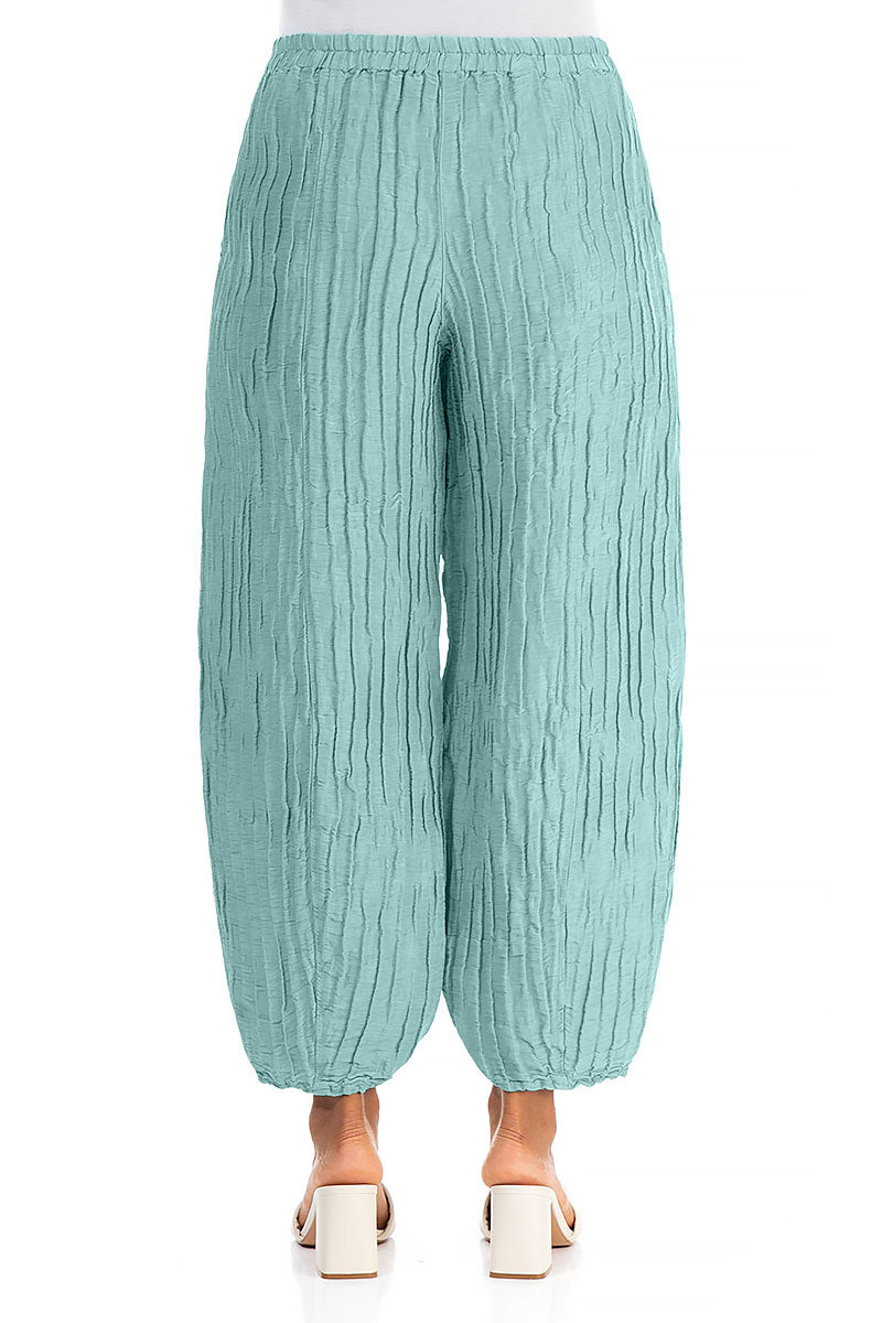 Taper Mint Crinkled Silk Linen Trousers 2