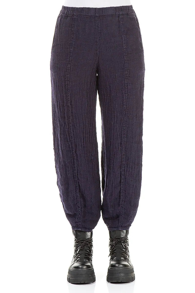 Taper Royal Purple Mélange Linen Trousers 1