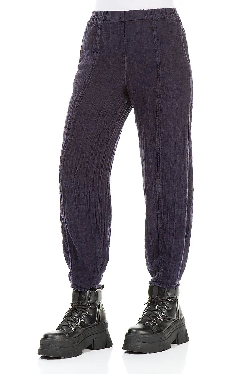 Taper Royal Purple Mélange Linen Trousers 3