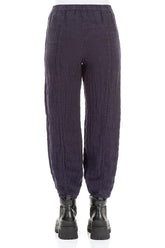 Taper Royal Purple Mélange Linen Trousers 2
