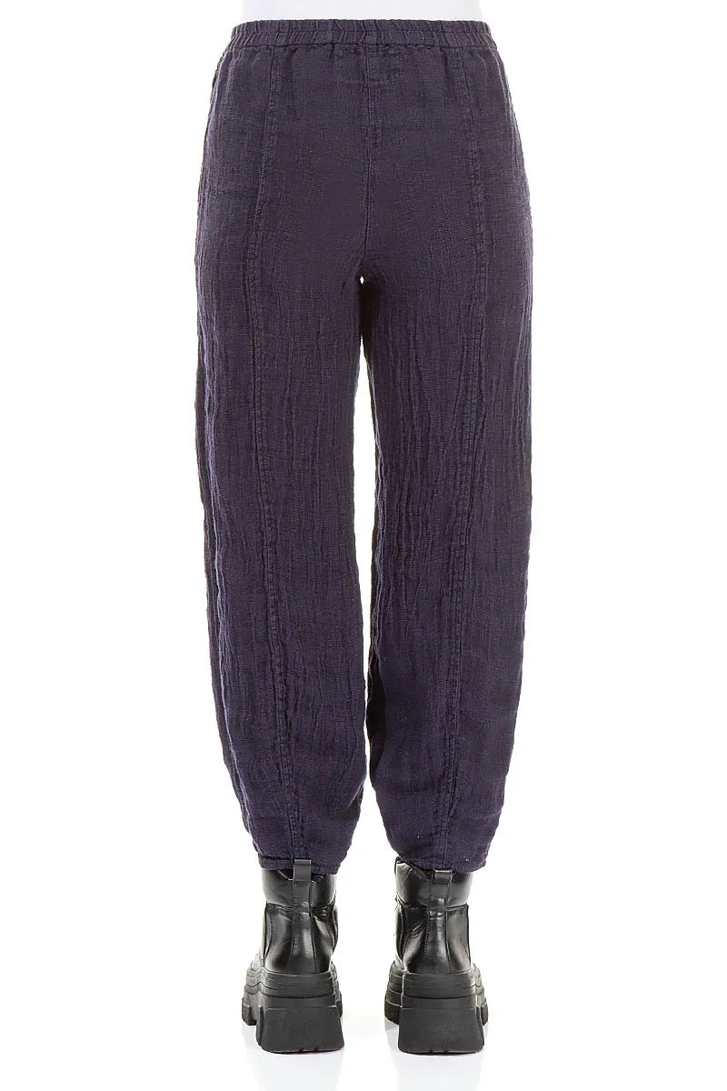 Taper Royal Purple Mélange Linen Trousers 2