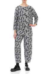 Taper Silver Circle Silk Linen Trousers 4