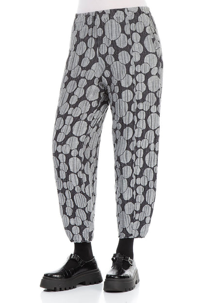 Taper Silver Circle Silk Linen Trousers 3