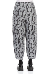 Taper Silver Circle Silk Linen Trousers 2