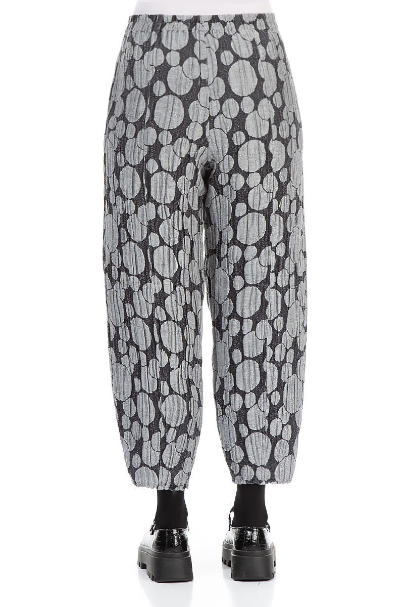 Taper Silver Circle Silk Linen Trousers 2