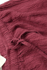 Taper Tie Up Antique Ruby Textured Linen Trousers 5