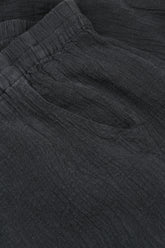 Taper Tie Up Graphite Textured Linen Trousers 4