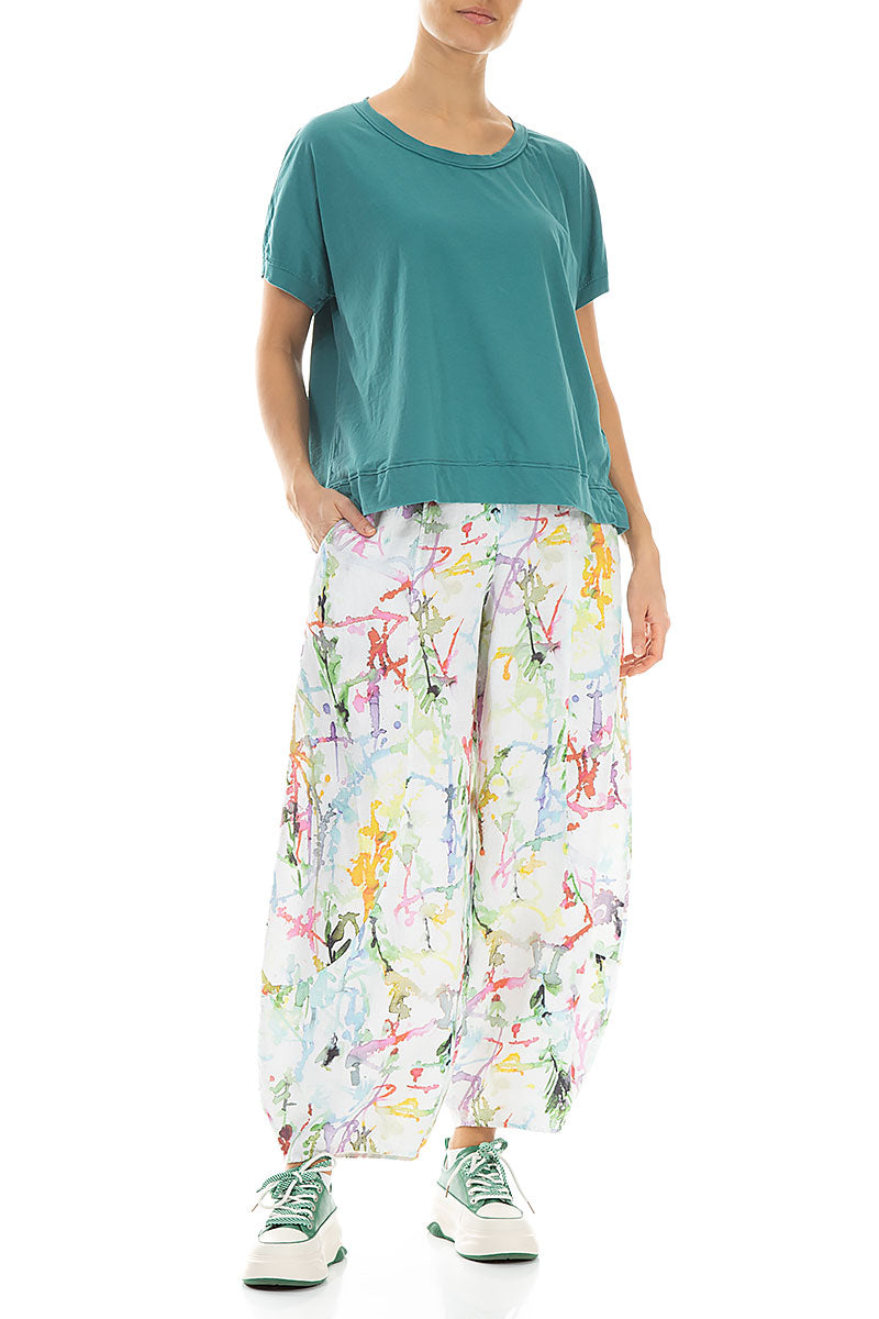 Taper Wide Colour Splash Linen Trousers 4