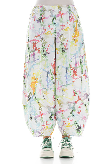 Taper Wide Colour Splash Linen Trousers 1