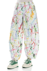 Taper Wide Colour Splash Linen Trousers 3