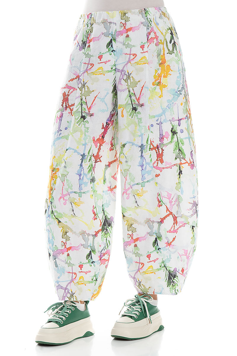 Taper Wide Colour Splash Linen Trousers 3