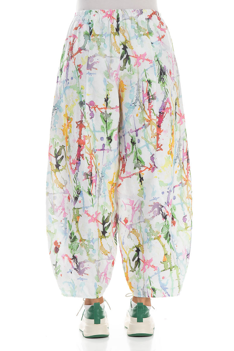 Taper Wide Colour Splash Linen Trousers 2