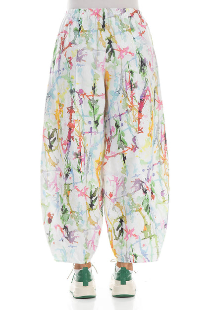Taper Wide Colour Splash Linen Trousers 2