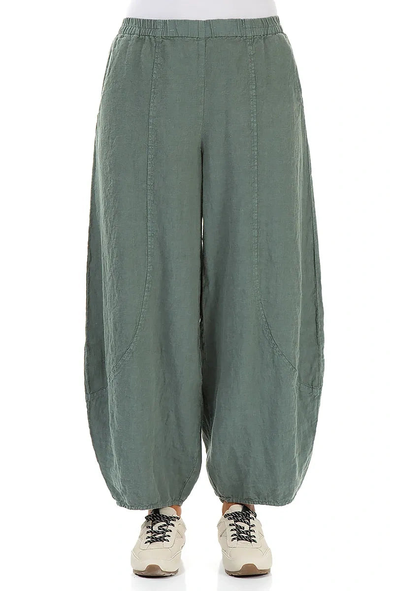Taper Wide Sage Linen Trousers