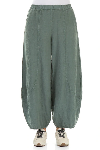 Taper Wide Sage Linen Trousers