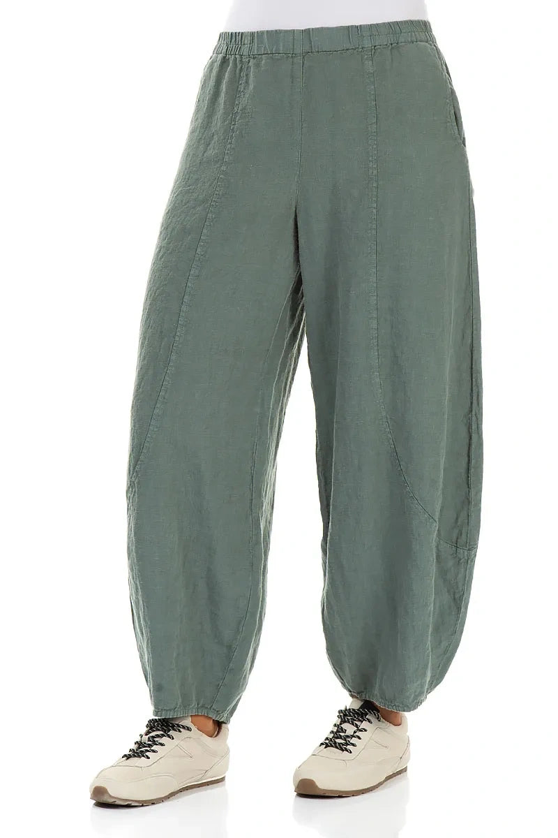 Taper Wide Sage Linen Trousers