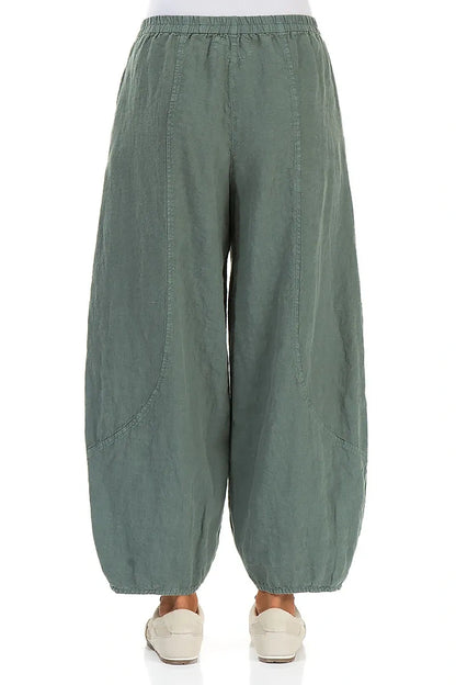 Taper Wide Sage Linen Trousers