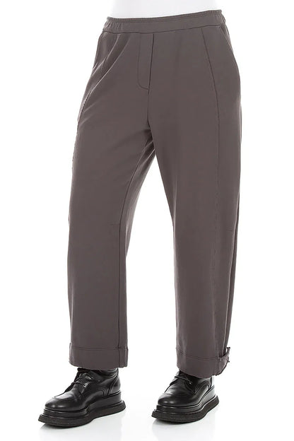 Tapered Charcoal French Terry Cotton Trousers 3