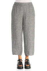 Tapered Grey Mélange Linen Trousers 1