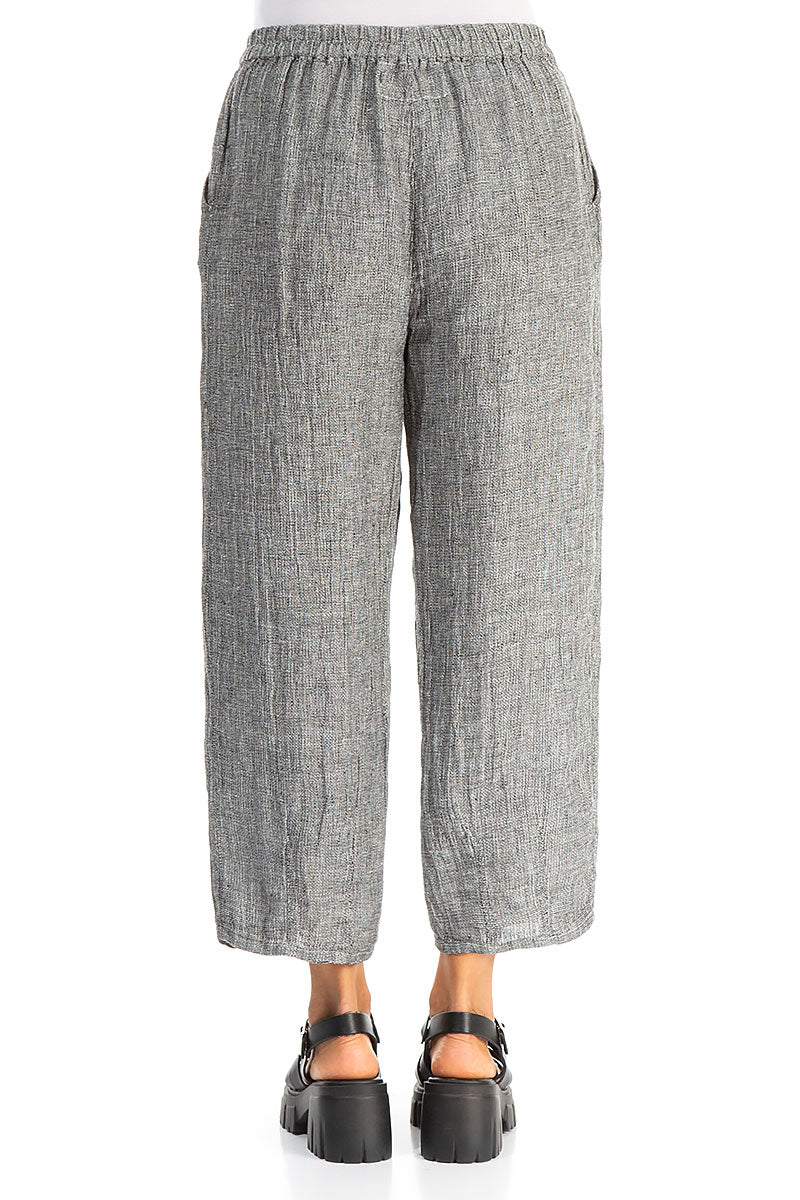 Tapered Grey Mélange Linen Trousers 2
