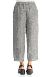 Tapered Grey Mélange Linen Trousers 2