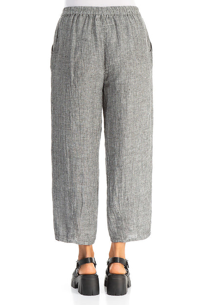 Tapered Grey Mélange Linen Trousers 2
