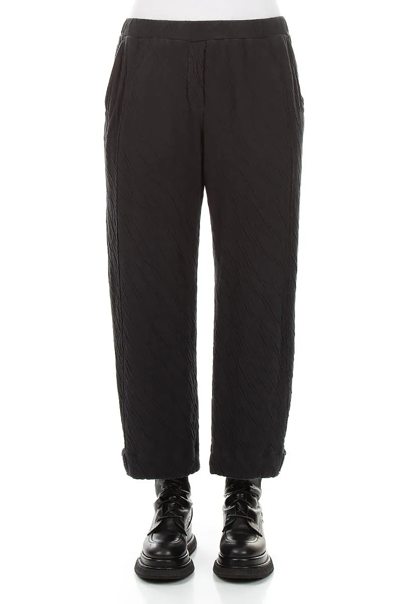 Tapered Grey Wavy Cotton Trousers