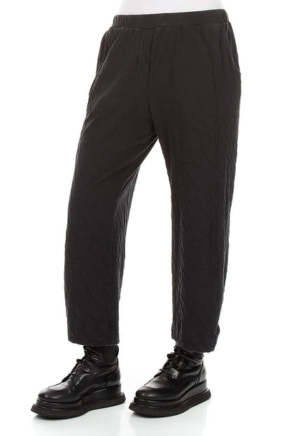 Tapered Grey Wavy Cotton Trousers